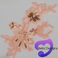 LIGHT PINK - Lace Applique Motif - Sequined Venise Lace
