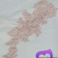 LIGHT PINK - Lace Applique Motif - Embroided Sequin