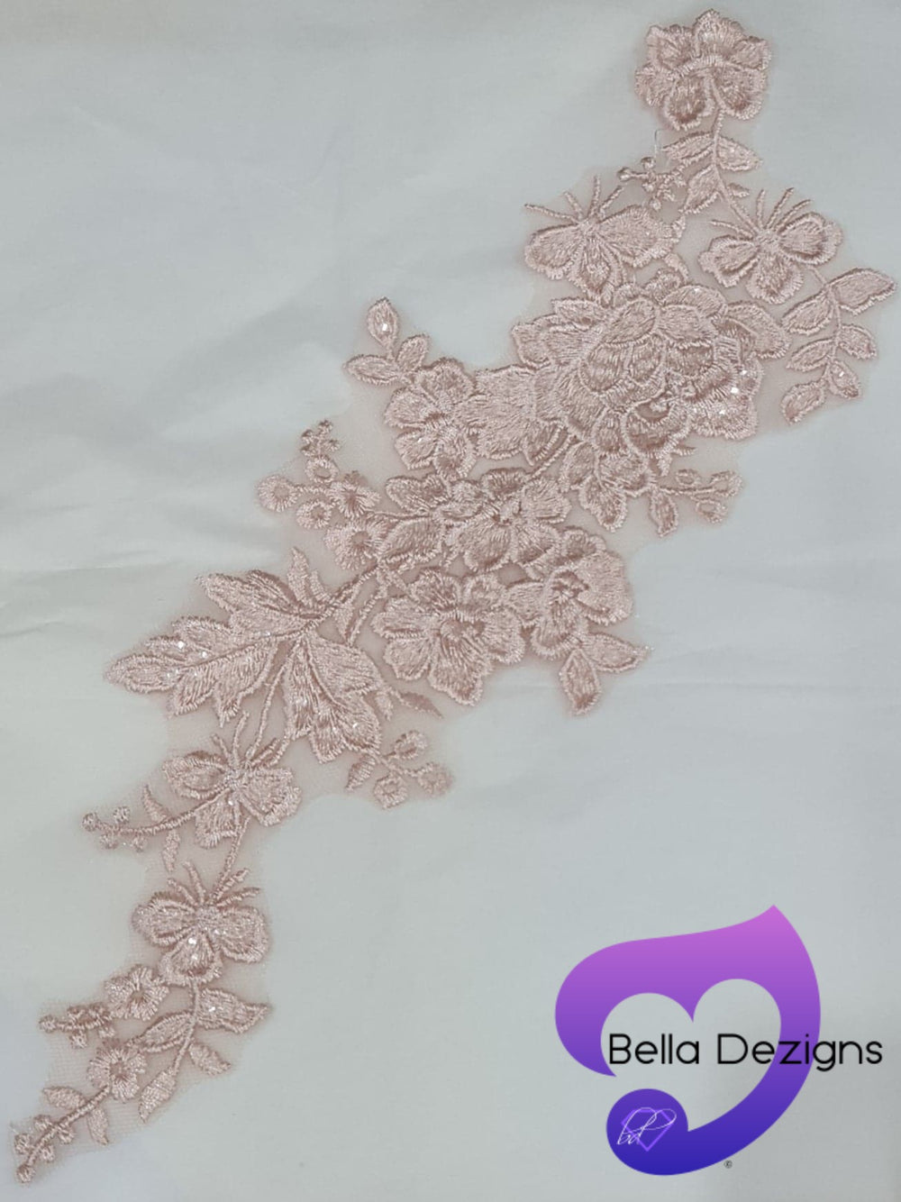 LIGHT PINK - Lace Applique Motif - Embroided Sequin