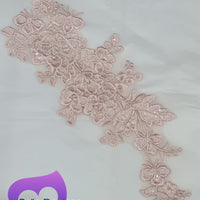 LIGHT PINK - Lace Applique Motif - Embroided Sequin