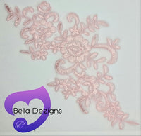 LIGHT PINK - Lace Applique Motif - Bridal Flower
