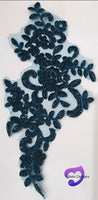 PEACOCK BLUE - Lace Applique Motif - Bridal Flower
