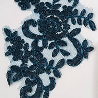 PEACOCK BLUE - Lace Applique Motif - Bridal Flower