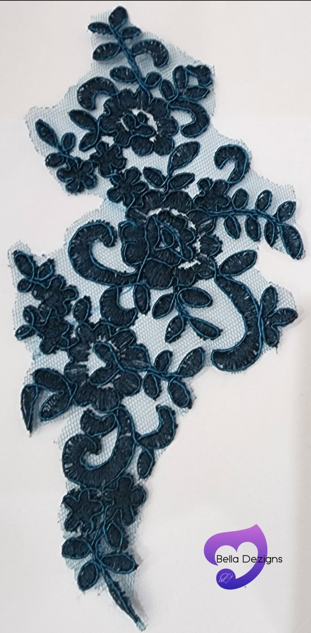 PEACOCK BLUE - Lace Applique Motif - Bridal Flower
