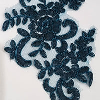 PEACOCK BLUE - Lace Applique Motif - Bridal Flower