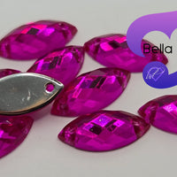 ROSE - 15x7mm Acrylic Horse Eye Flatback Rhinestone