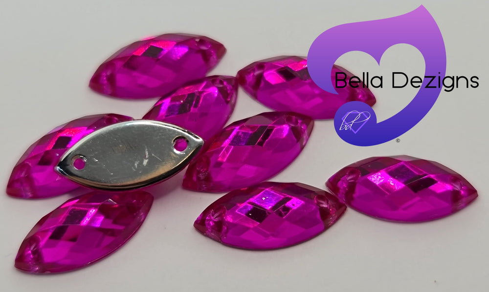 ROSE - 15x7mm Acrylic Horse Eye Flatback Rhinestone