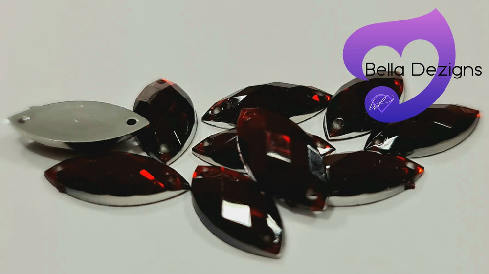 DARK SIAM - 15x7mm Acrylic Horse Eye Flatback Rhinestone