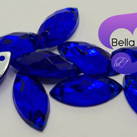 SAPPHIRE - 15x7mm Acrylic Horse Eye Flatback Rhinestone