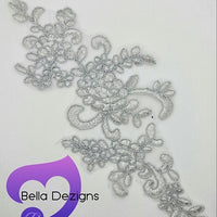 SILVER - Lace Applique Motif - Bridal Flower