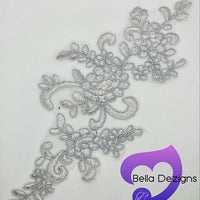 SILVER - Lace Applique Motif - Bridal Flower