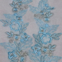 LIGHT BLUE - Lace Applique Motifs - Leaf Sparkle