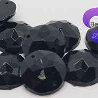 JET BLACK - 12mm Strass Diamond Acrylic Flatback Rhinestone