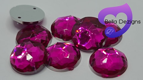 ROSE - 12mm Strass Diamond Acrylic Flatback Rhinestone